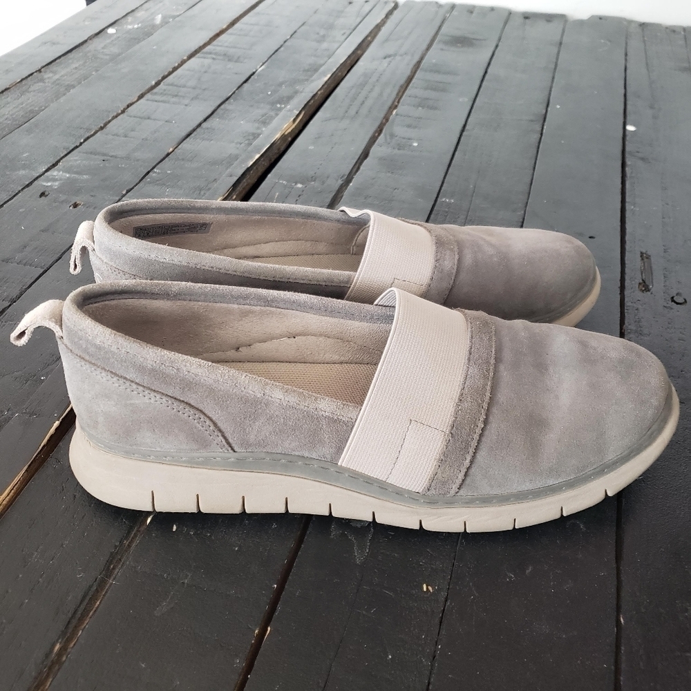 Vionic Women's 8 Kristi Grey Suede Slip On Shoes Comfort Loafers Orthopedic
